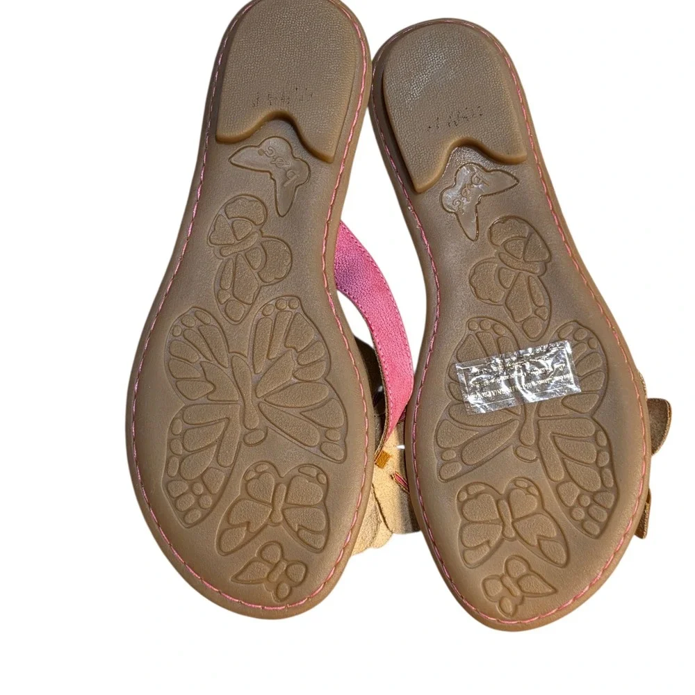 NEW b.o.c. Born Women 9M Sandals Pink Large Flower Rosette Thong Flip Flops